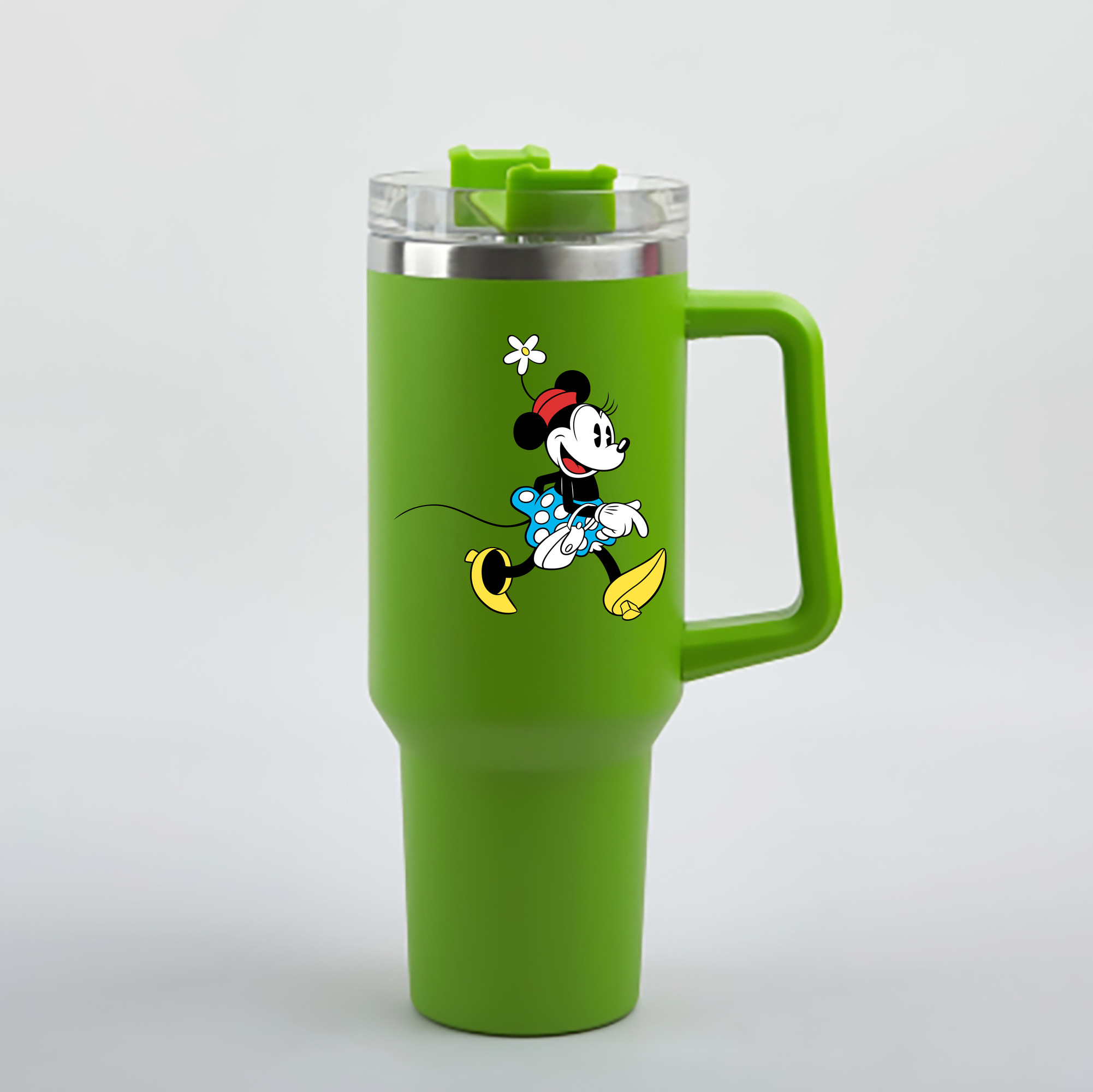 （画像用） ミッキーマウス Mickey Mouse 1200mL車用タンブラー - クリスタルステッカー（プラスチックストロー付き）